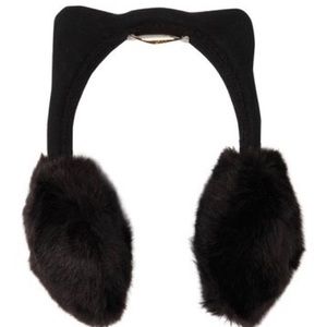 NWT Kate Spade Cat/Kitty Black Earmuffs Faux Fur